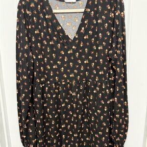 Chic Soul Top Womens 1X Dark Romantic Ditsy Florals Long Sleeve Plus (24-22)